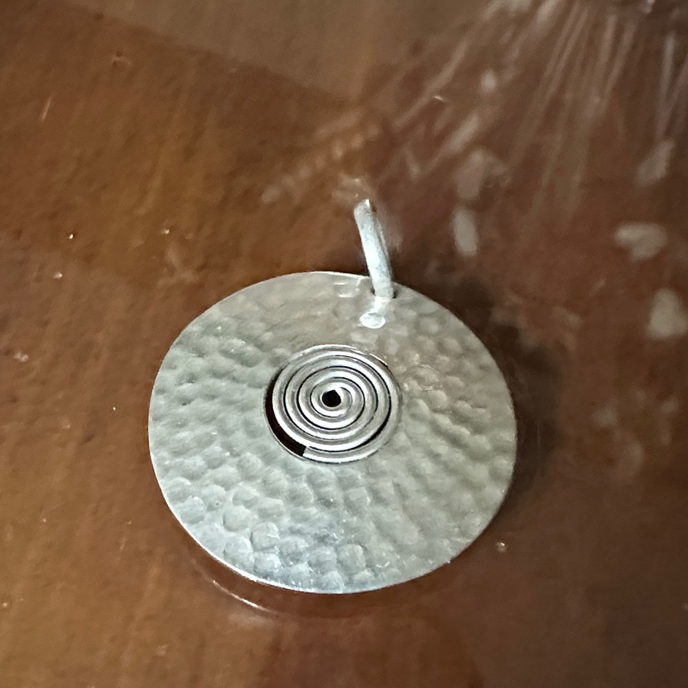Silver Hammered Spiral Pendant